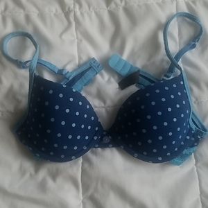 Blue polka dot bra